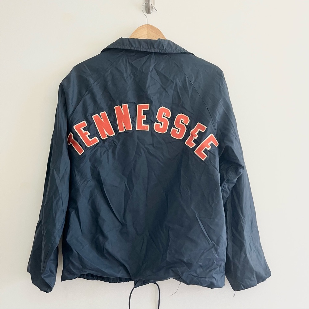 VTG Tennessee Volunteers Vols Nylon Embroidered Spell Out Jacket Snap Buttons S